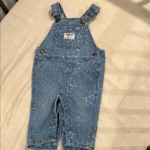 OshKosh B'gosh Light Blue Denim Floral Overalls